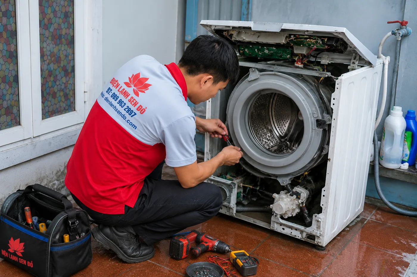 Sửa máy giặt Điện Lạnh Sen Đỏ