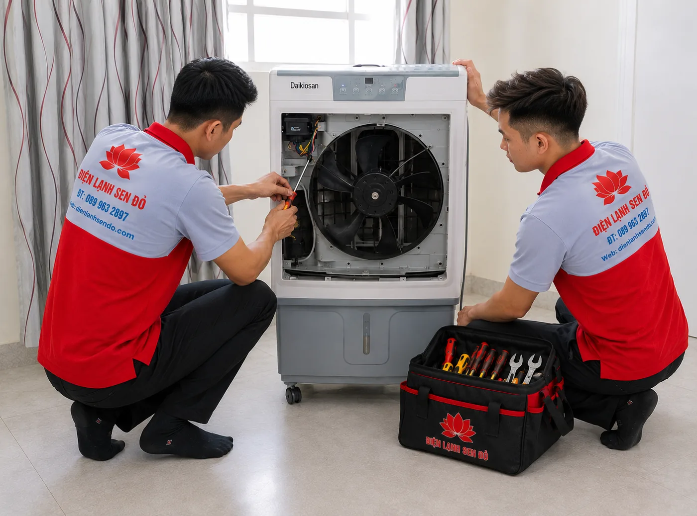 Sửa quạt hơi nước Điện Lạnh Sen Đỏ