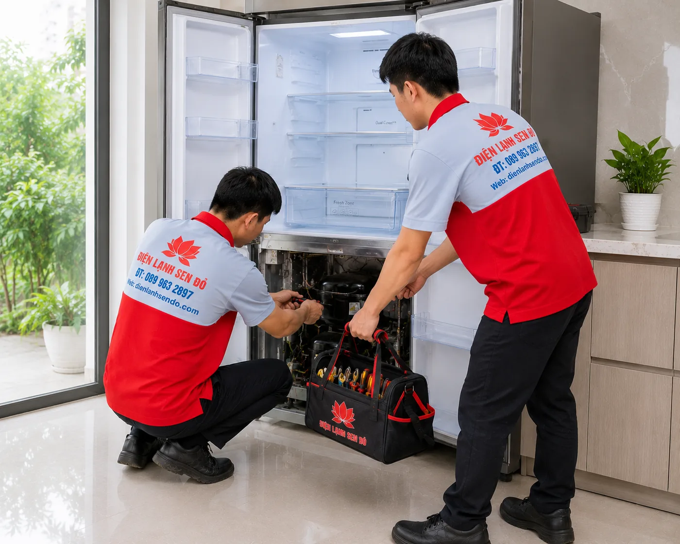 Sửa tủ lạnh Điện Lạnh Sen Đỏ